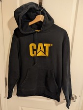 Caterpillar Men's Size Medium Trademark Hooded Pullover Sweatshirt Black Yellow