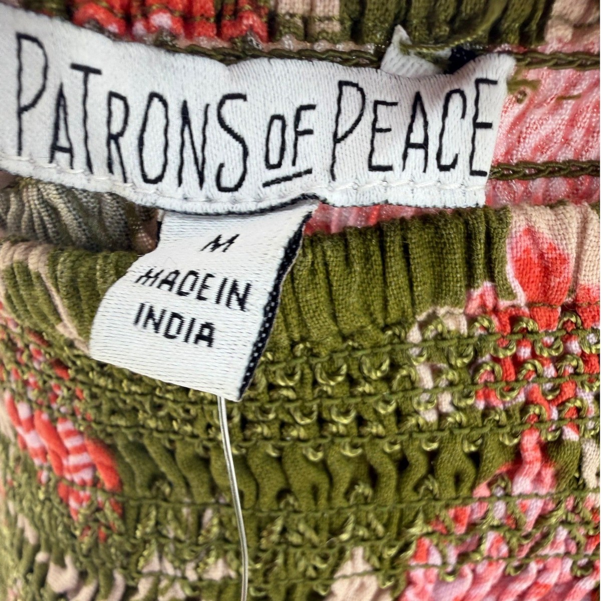 Patrons of Peace Maxi Dress Women Medium Green Floral Smocked Boho Cottage  Tiers | eBay