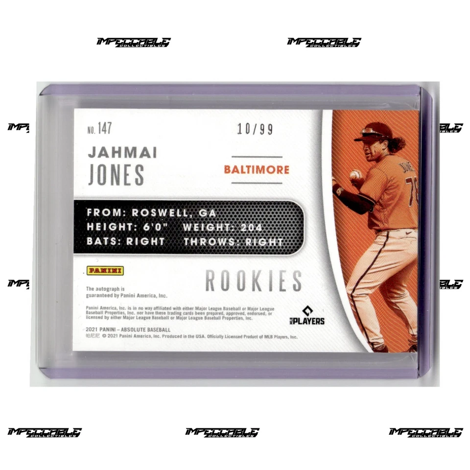 2021 Panini Absolute - Red Baseball #147 Jahmai Jones Rookie Patch Auto /99 RPA - Image 2 of 2