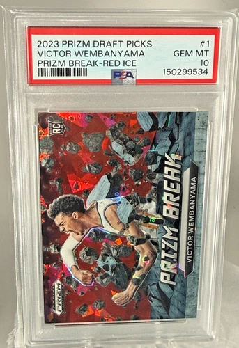 2023-24 Prizm Draft Picks Victor Wembanyama Prizm Break Red-Ice (RC) PSA 10