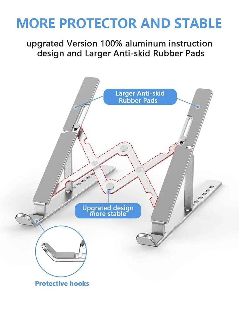 Adjustable Aluminum Laptop Stand Foldable Portable Holder for Comfortable Typing