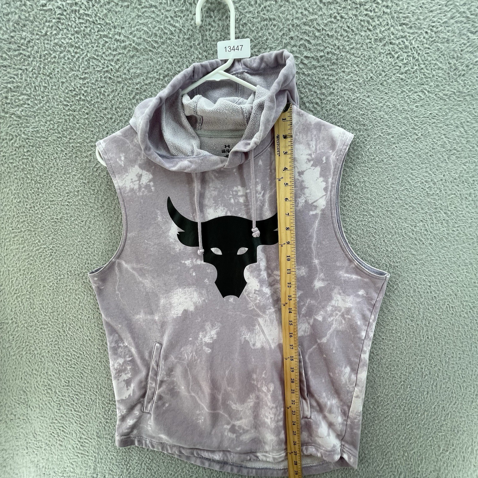 Under Armour Project Rock Hoodie Men Large Purple Sleeveless Tye Dye Streetwear* thumbnail 15