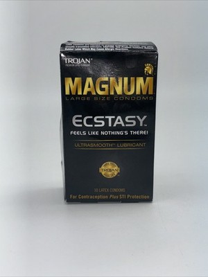 Magnum Ecstasy Large Size Lubricated Condoms, 10 Count ~OPEN BOX/ DAMAGED BOX
