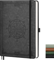 Notizbuch A5 Liniert, 100G/M² Papier, 192 Seiten - Schwarz | Tagebuch, PU Leder