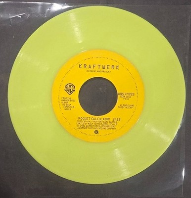 Title: Vintage Kraftwerk  Pocket Calculator / Dentaku  Fluorescent Green Promo 7