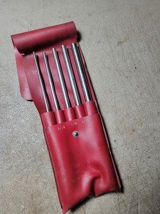 vintage set of 5 Starrett drive pin punches well used user tools w/pouch