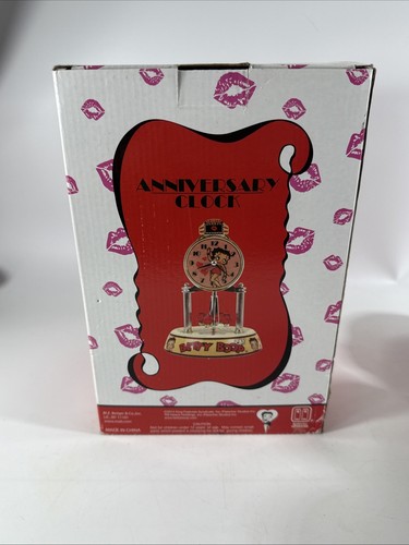 Betty Boop Anniversary Porcelain Collectible Glass Dome Clock Pink Hearts - Picture 13 of 14