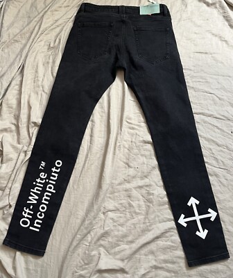 Off White incompiuto Virgil Abloh denim jeans T women's waste 30