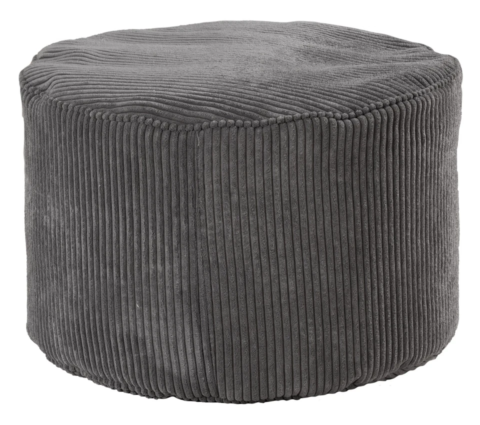 Sitzpouf Gästehocker Polsterhocker Hocker Wohnzimmer Cordbezug Grau Rund 55 cm