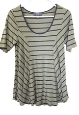 NAIF Woman's Top Size MEDIUM, Short Sleeve, Green/Black, Pullover