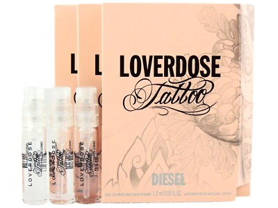 DIESEL LOVERDOSE TATTOO EDP 1.5ml .05oz x 3 PERFUME SPRAY SAMPLE VIALS