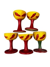Southwestern Mexican Ceramic Handpainted Salsa Margarita Cups Set Of 5 Size Vary