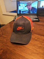 Vintage Black Red NIKE Trucker Mesh Cap Snapback Swoosh Logo Made in USA