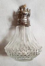 Oil Lamp Mini Clear Glass Round Turn Knob Works Rusted Top Vtg/Ant Wick 5" Tall