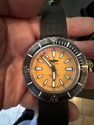 Breitling Superocean Black Steel 46 Stainless Steel Yellow Dial