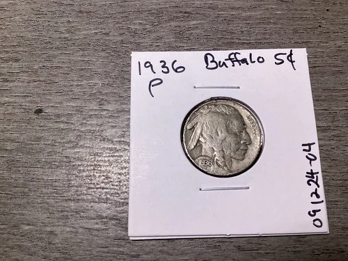 1936 Buffalo 5 Cent from Philadelphia Mint in Very Fine Condition 09122404t