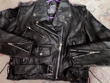 Leather King Motorcycle Jacket - Woman's Black Leather Jacket - Size Xl