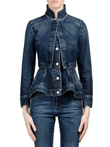 Blue Denim Peplum Jacket 36 XXS 