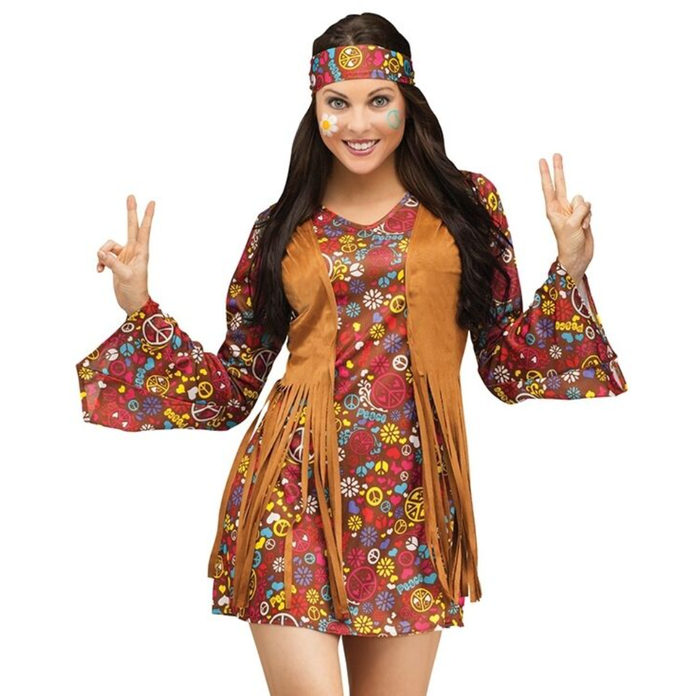 Forever Fancy 60's 70's Hippy Fancy Dress Ladies Hippie Costume Retro ...