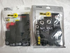 New 2 Pack Various Size Wrap-It Grommet Black Loop Storage Strap Heavy Duty Lot
