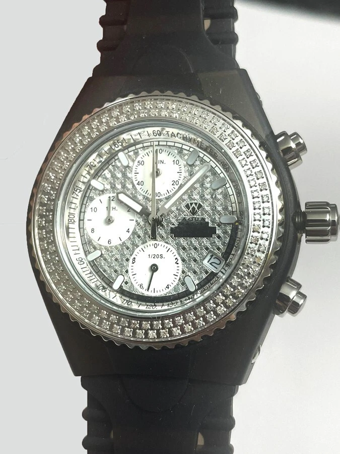 Reloj Aqua Master MOP esfera acero inoxidable bisel de diamantes negro W#13 Foto 3 de 4