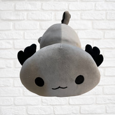 13" Gray Axolotl Plush Pillow  Soft Stuffed Animal  Kawaii Salamander