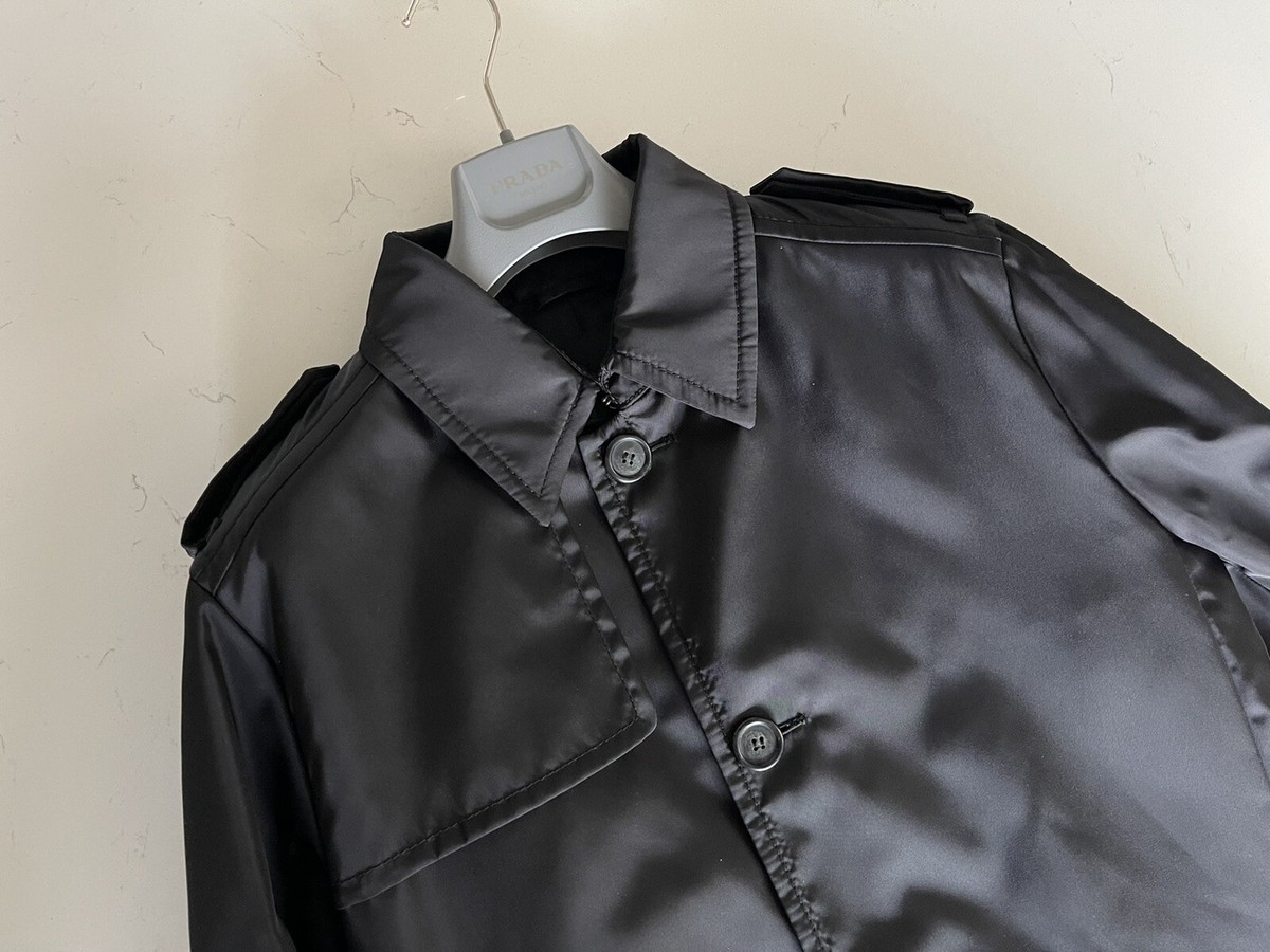 Prada Nylon Tessuto Raincoat Black Prada Size 52 Oversized Prada Nylon Tessuto Raincoat Black Prada Size 52 Oversized