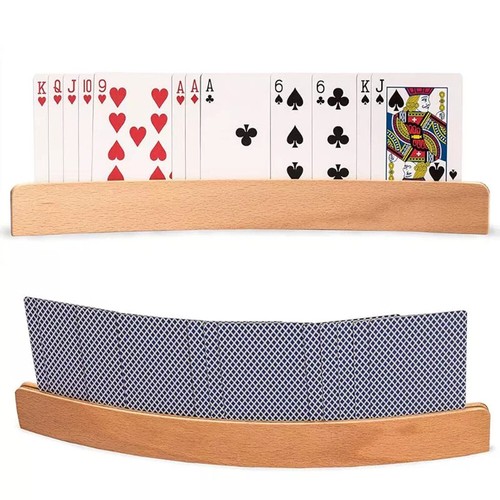 Lazy Playing Card Holder Handsfree Card Holder Stand Curved Wood Card Organizer - Picture 10 of 10