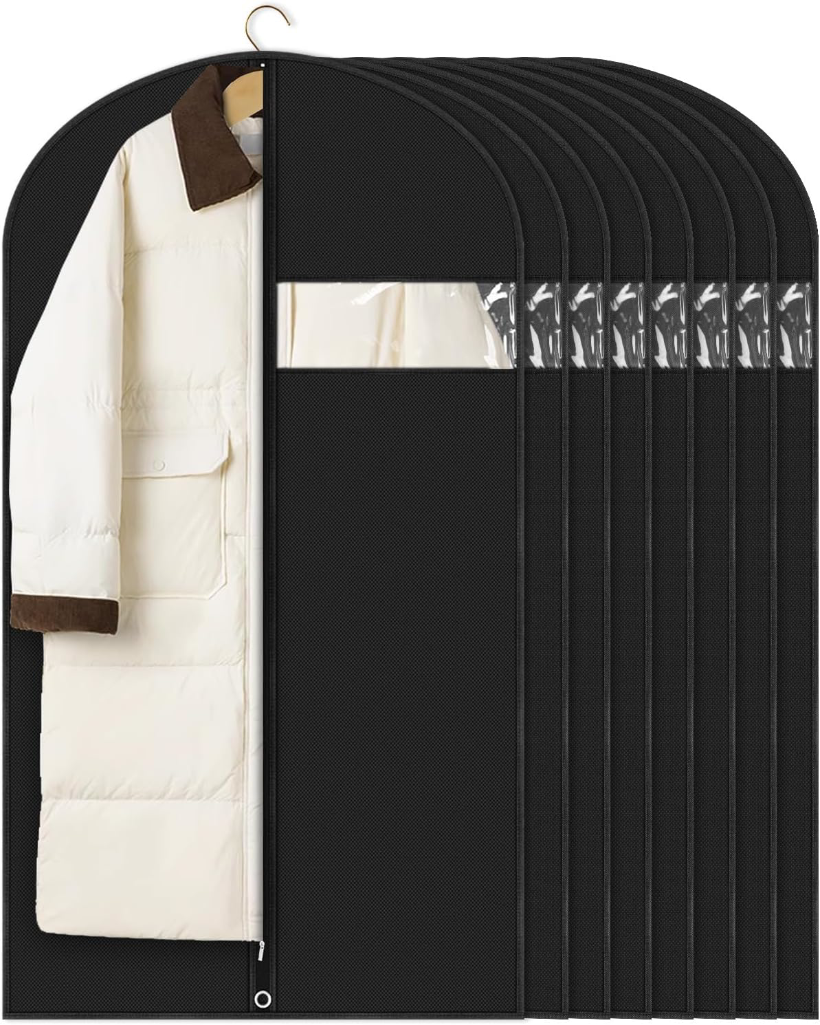 Garment Bags for Hanging Clothes 8 packs，43 inches Washable Black Suit