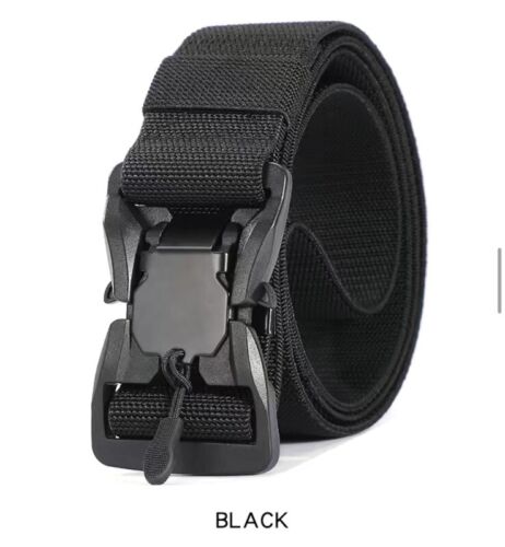Tactical Belt Elastic Belt Strong Nylon Quick Release Buckle Stretch Black - Picture 1 of 7