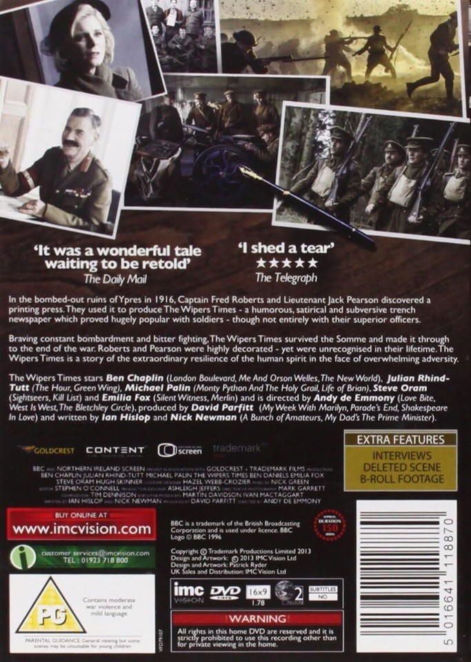 The Wipers Times (BBC) (DVD) Ben Chaplin Michael Palin Emilia Fox (UK