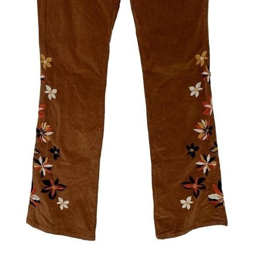 Driftwood Womens Wyatt Corduroy Flare Leg Embroidered Pants Brown Size 30 NWT - Picture 4 of 9