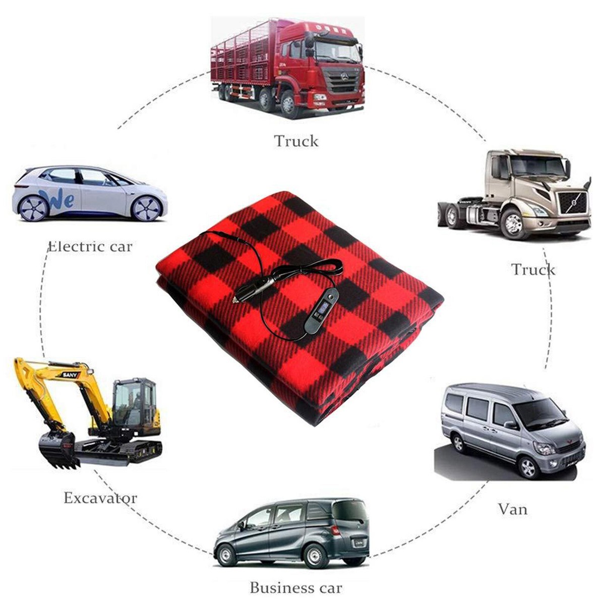 Car Electric Blanket 12V DC Heated Throw Soft Travel Fleece Camping Warmer  Rug | eBay