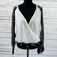 Free People Auxton Wrap Front Long Sleeve Thermal Top Size M