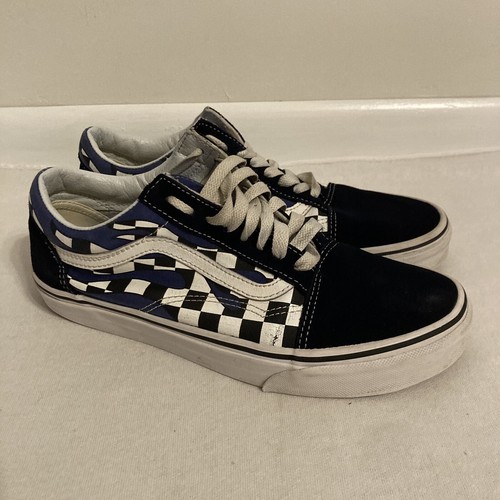 blue and white checkered vans with laces