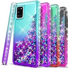 For Samsung Galaxy A31 Case Phone Cover Glitter Bling  +Tempered Glass Protector