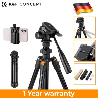 K&F Concept 63.8''/162cm Pro Alu Videostativ Kamera stativ Tripod mit 3-Wege-Kopf