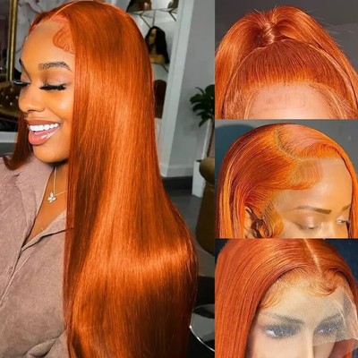 Ginger Orange HumanHair Lace Closure Wig 360/13x6/13x4Transparent Lace Front Wig