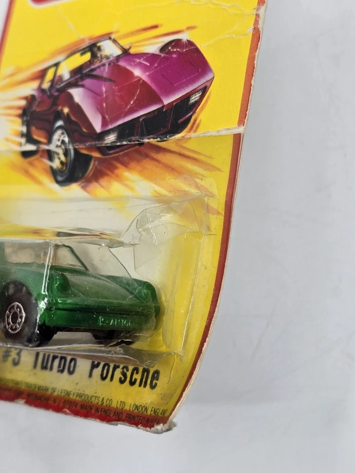 Matchbox #3 Turbo Porsche Green 1980 1-75 England On Card *NOT MINT* - Image 3 of 4