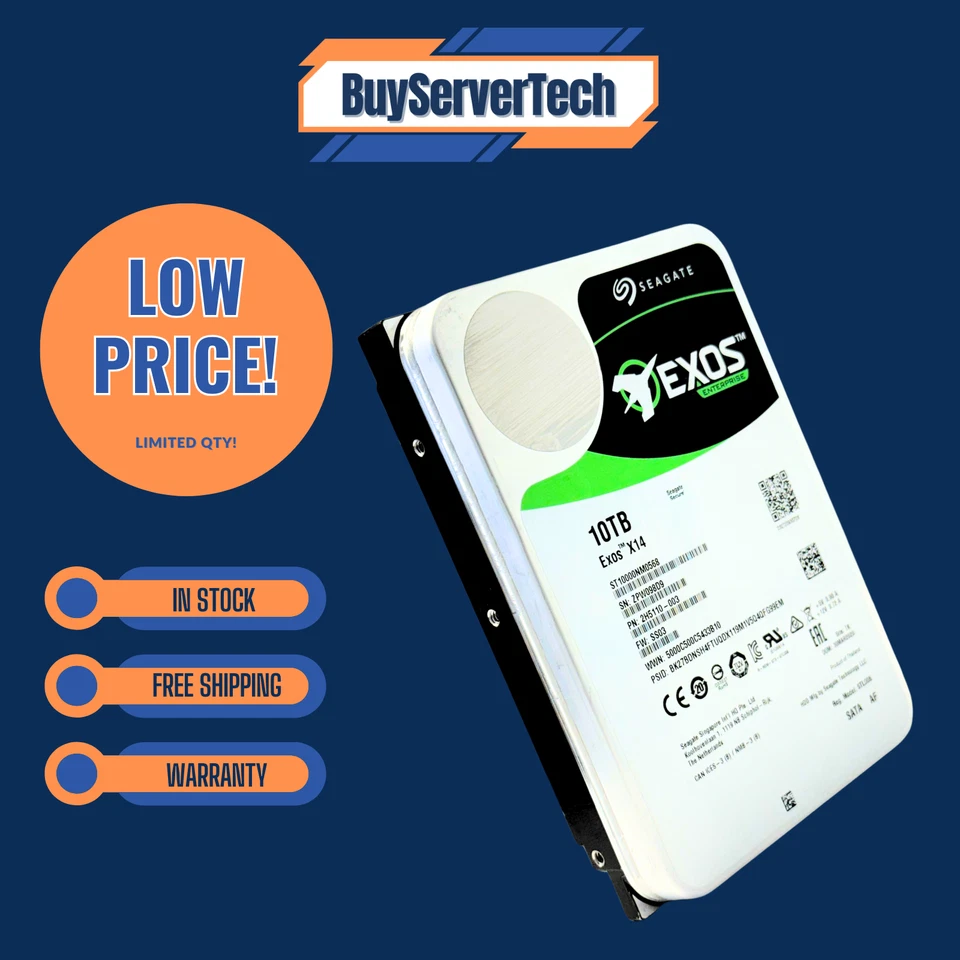 Seagate Exos X14 ST10000NM0568 10TB 256MB 7200RPM SATA 3.5" HDD | 0 Hours - Image 3 of 4
