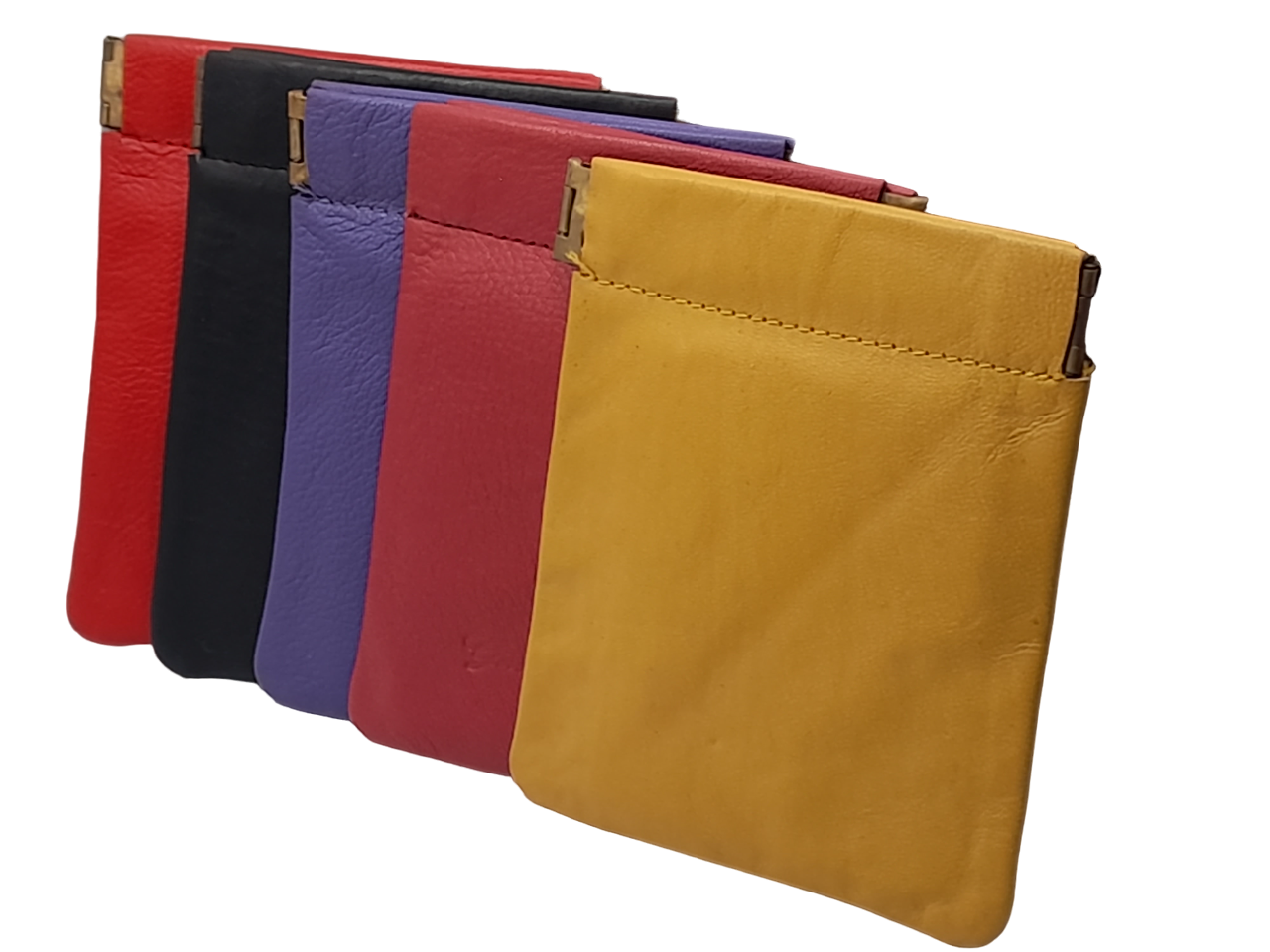 Leather Snap Top Coin Purse Wallet Colours Coins Gents Ladies Mens
