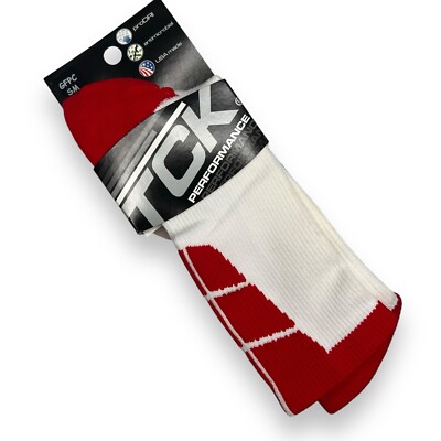 TCK Performance Baseline Athletic Crew Socks White With Red Size S 1 Pair New