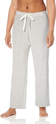 Amazon Essentials Womens Grey Striped Lightweight Lounge Terry Pajama Pant Small