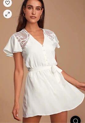 BB Dakota First Impressions XS Flutter Sleeve Crochet Skater Dress Tie Sash