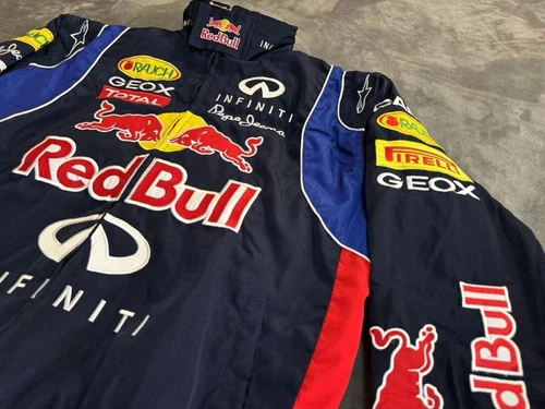 Unisex Adult Red Bull Jacket Ebroidered Cotton Padded F 1 Racing Jacket - Picture 32 of 36