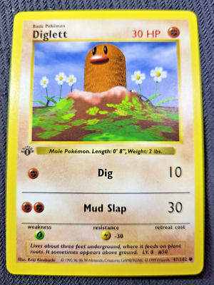 first edition diglett pokemon card 1999 Pokemon Base 1st Edition #47 Diglett Pokemon Gaming