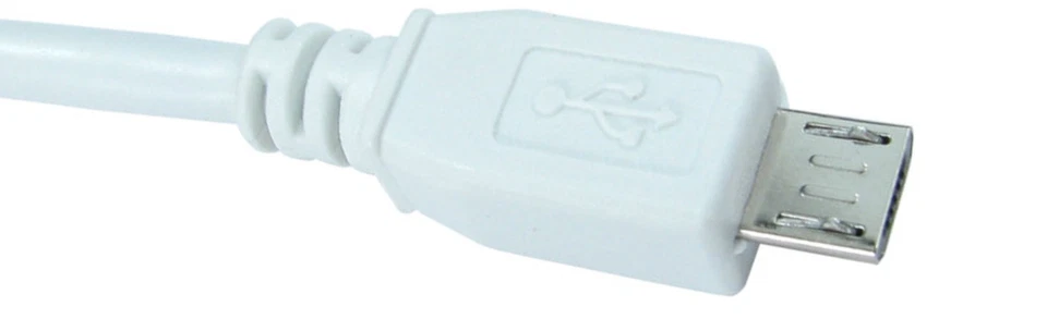 White 5m MALE A USB to Micro b USB Cable lead SILVER Contacts - Image 2 of 3