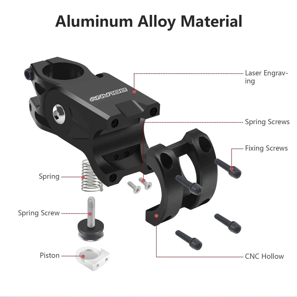 Shock Absorbing Suspension Stem 20mm Travel Road Gravel Bike Handlebar Stem - Image 3 of 4