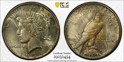 1934-S $1 Peace Dollar PCGS AU-58