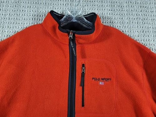 Polo Sport Ralph Lauren vintage anni 90 uomo 2XL full zip arancione giacca pile - Foto 2 di 9